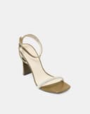 Giày Sandal Gót Thanh Phối Dây Kim Tuyến