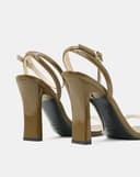 Giày Sandal Gót Thanh Phối Dây Kim Tuyến