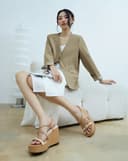 Giày Sandal Đế Xuồng Quai Sọc