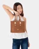 Túi Xách Trung Tote Dập Hoạ Tiết Trang Trí