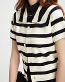 Áo dệt sọc form sơmi boxy tay ngắn