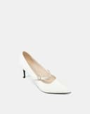 Giày Cao Gót Pump Gót Thanh Phối Quai Trang Trí