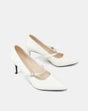 Giày Cao Gót Pump Gót Thanh Phối Quai Trang Trí