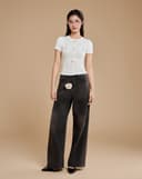 Áo thun tay phồng phối nút kiểu