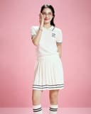 Áo dệt kim cổ polo thêu chữ