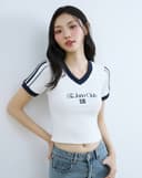 Áo thun ôm phối màu in chữ