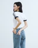 Áo thun ôm phối màu in chữ