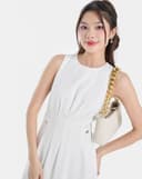 Đầm midi sát nách xếp ly