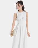 Đầm midi sát nách xếp ly