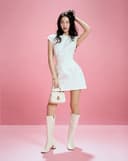 Đầm mini tay con vải gấm sơn mài