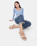 Giày Sandal Bệt Trang Trí Khoá