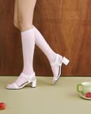 Giày Sandal Gót Trụ Quai Ngang Basic