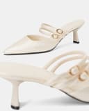 Giày Cao Gót Mules Phối Hai Quai Trang Trí