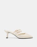 Giày Cao Gót Mules Phối Hai Quai Trang Trí