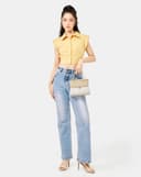 Túi Xách Nhỏ Top Handle Phối Khoá Trang Trí