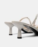 Giày Cao Gót Cao Gót Phối Dây Đá Trang Trí