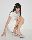 Giày Cao Gót Cao Gót Phối Dây Đá Trang Trí