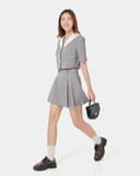 Áo kiểu blazer ngắn phối cổ trắng