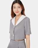 Áo kiểu blazer ngắn phối cổ trắng