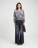 Áo khoác cardigan form boxy in monogram JUNO