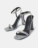 Giày Sandal Gót Thanh Phối Si Vân