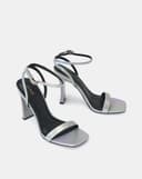Giày Sandal Gót Thanh Phối Si Vân