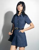 Đầm mini tay ngắn nút J