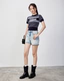 Áo dệt creme tay ngắn