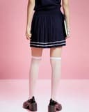 Chân váy mini dệt kim xếp ly