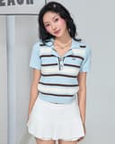 Áo polo dệt kim sọc ngang