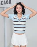 Áo polo dệt kim sọc ngang