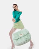 Túi Xách Nhỏ Lông Phối Khoá Trang Trí