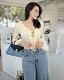 Quần Denim cạp trễ ống suông