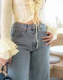 Quần Denim cạp trễ ống suông