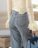 Quần Denim cạp trễ ống suông