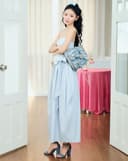 Balo Denim Nắp Gập Chần Bông