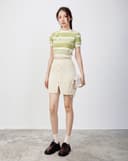 Áo crop sọc tay ngắn phối lai 