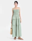 Đầm maxi hai dây smocking