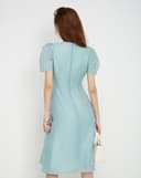 Đầm lửng rút nhún tay phồng