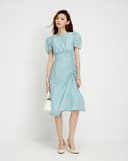 Đầm lửng rút nhún tay phồng