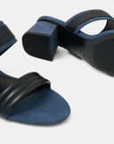 Giày Sandal Gót Trụ Thấp Quai Ngang Phối Khóa