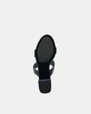 Giày Sandal Gót Trụ Thấp Quai Ngang Phối Khóa