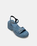 Giày Sandal Đế Xuồng Quai Phối Buckle Vuông