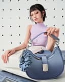 Túi Xách Nhỏ Đeo Vai Khoá Bấm Phối Cột Tóc Scrunchie