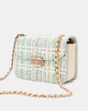 Túi Xách Nhỏ Hình Hộp Đeo Vai Phối Tweed