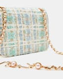 Túi Xách Nhỏ Hình Hộp Đeo Vai Phối Tweed