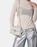 Túi Xách Nhỏ Hình Hộp Đeo Vai Phối Tweed