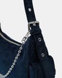 Túi Xách Nhỏ Đeo Vai Phối Vải Nhung Tăm