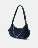 Túi Xách Nhỏ Đeo Vai Phối Vải Nhung Tăm