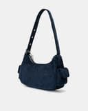 Túi Xách Nhỏ Đeo Vai Phối Vải Nhung Tăm